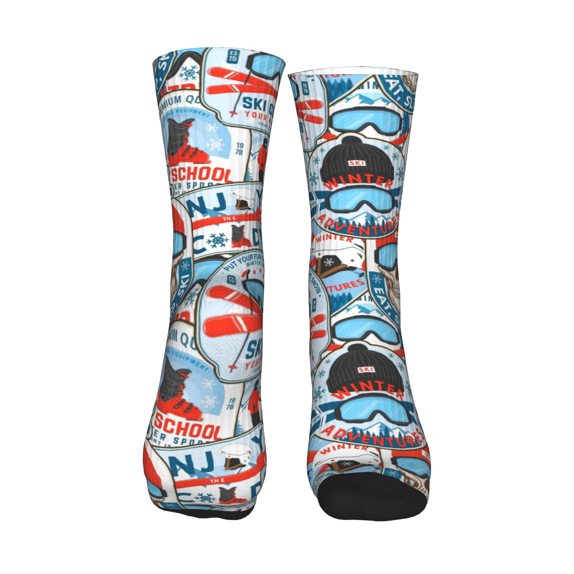 Vintage Red Blue Ski Club Seam - Dress Sock Men 评论和价格