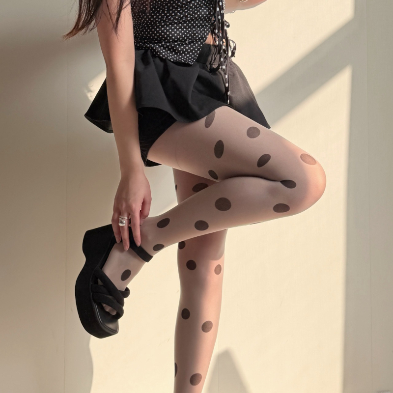 Retro Polka Dot Sheer Tights f - Tights Pantyhose Sheer 评论和价格